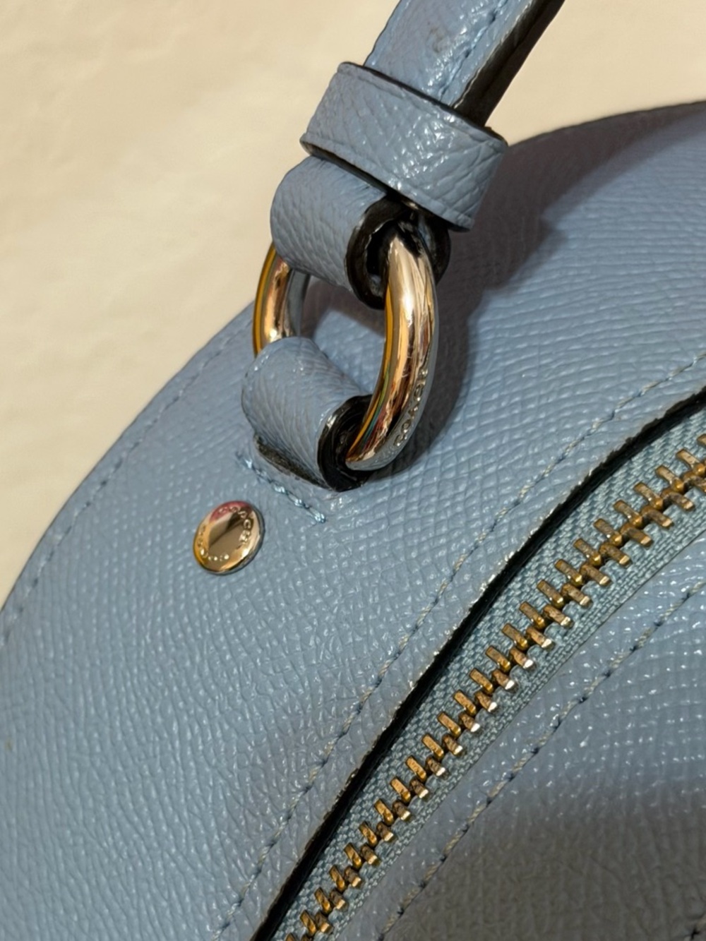 Coach Sky Blue Leather Backpack - Picture 7 of 11
